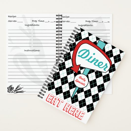 Retro Diner Kitchen Recipe Book  Notizblock (Innen)