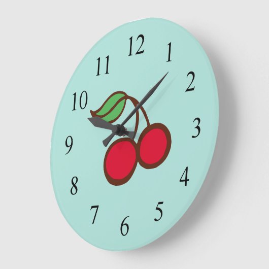 Retro Diner Kitchen Turquoise Cherry Wall Clock Große Wanduhr (Winkel)