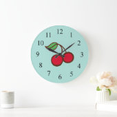 Retro Diner Kitchen Turquoise Cherry Wall Clock Große Wanduhr (Zuhause)