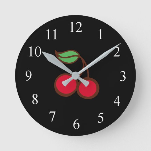 Retro-Diner-Küchenuhr Black Cherry Wanduhr (Vorderseite)