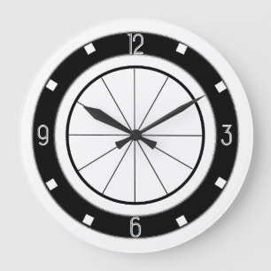 Retro-Diner-Küchenuhr (schwarz und weiß) Große Wanduhr
