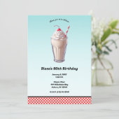 Retro Diner Milkshake Ice Creme Geburtstagsparty Einladung (Stehend Vorderseite)