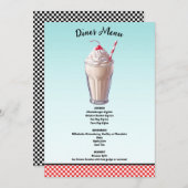 Retro Diner Milkshake Ice Party Menu Einladung (Vorne/Hinten)