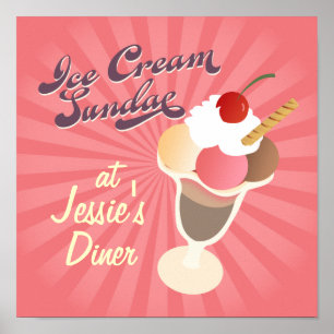 Retro-Diner-Plakat Eisbecher Poster
