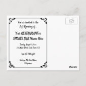 Retro-Diner-, Restaurant- oder Bar-Eröffnungs-Einl Postkarte (Rückseite)