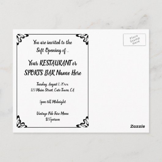 Retro Diner, Restaurant oder Bar Opening Einladung Postkarte (Rückseite)