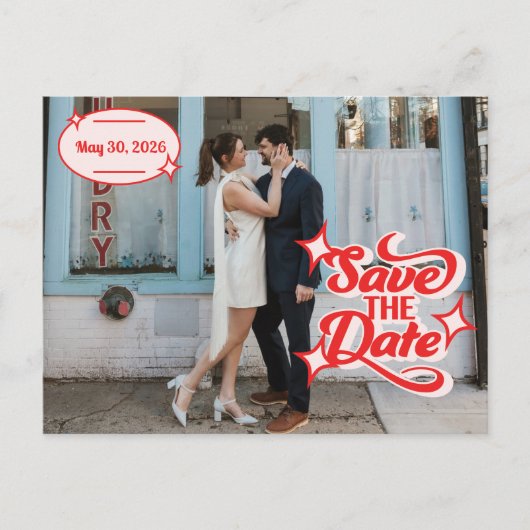 Retro Diner Save The Date Post Card Postkarte (Vorderseite)