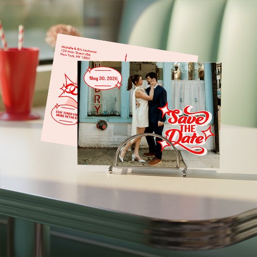 Retro Diner Save The Date Post Card Postkarte