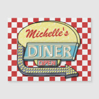 Retro Diner Sign 50er Red Checked Personalisiert