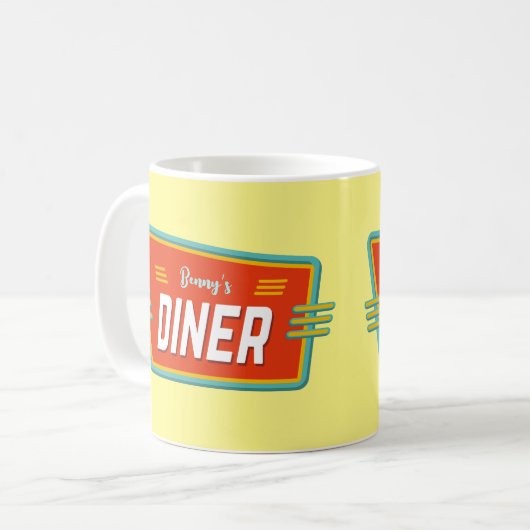 Retro Diner Sign Custom Kaffeetasse (Vorderseite Links)
