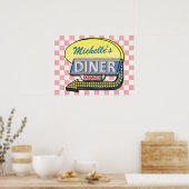 Retro Diner Sign mit Links Pfeil Personalisiert Poster (Küche)