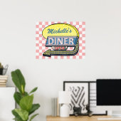 Retro Diner Sign mit Links Pfeil Personalisiert Poster (Heimbüro)