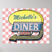 Retro Diner Sign mit Links Pfeil Personalisiert Poster (Vorne)