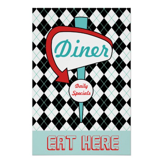 Retro Diner Signer Wall Art Poster (Vorderseite)