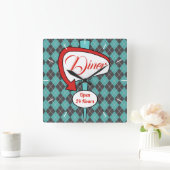 Retro Diner signieren Wandklebegeschenk Quadratische Wanduhr (Zuhause)