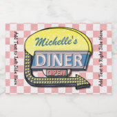 Retro Diner Signing 50er Pink Personalisiert geprü Lebensmitteletikett (Einzelnes Label)