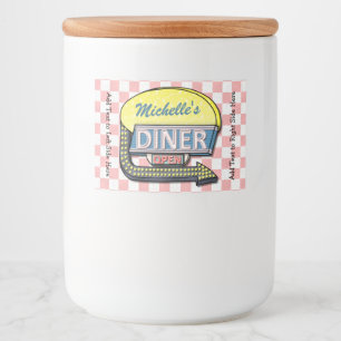 Retro Diner Signing 50er Pink Personalisiert geprü Lebensmitteletikett