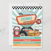 Retro Diner Vintager Hamburger Milchshake Einladung (Vorderseite)