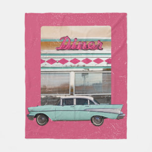 Retro Diner Wall Art der 50er Jahre   Pink Neon Sc Fleecedecke