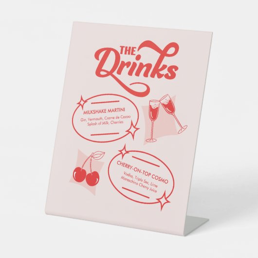 Retro Diner Wedding Bar Menu Sockelschild (Vorderseite)