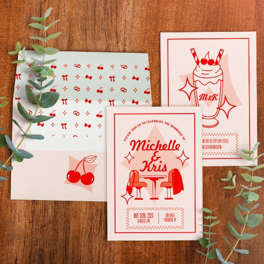 Retro Diner Wedding Invitation Einladung