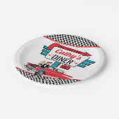 Retro Diner White, Aquamarine, Red Birthday Party  Pappteller (Schrägansicht)