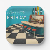 Retro-Diner zum 70. Geburtstag 1957 Pappteller (Vorderseite)
