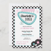 Retro Diner zum Geburtstag - Einladung - Sockerhut (Vorderseite)