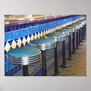 Retro-Dinerhocker Poster