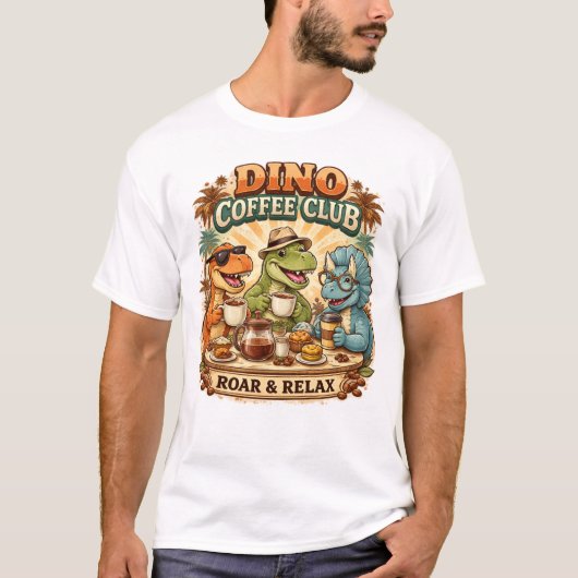 Retro Dino Coffee Club T-Shirt (Vorderseite)