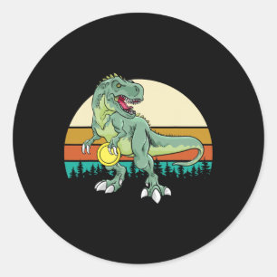 Retro Dino Dinosaur Golfspieler Geschenk T Rex Dis Runder Aufkleber