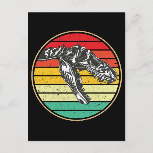 Retro Dinosaur Skull Dino Postkarte (Vorderseite)