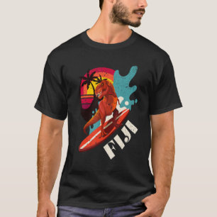 Retro Dinosaur Surfen Fiji Reise Souvenir Kinder A T-Shirt