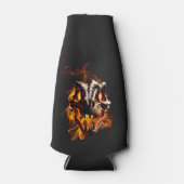 Retro Dinosaur Toter Brennschädel in Feuer Flaschenkühler (Vorderseite)