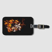 Retro Dinosaur Toter Brennschädel in Feuer Gepäckanhänger (Vorderseite (Horizontal))