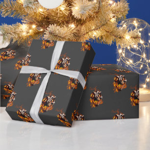 Retro Dinosaur Toter Brennschädel in Feuer Geschenkpapier