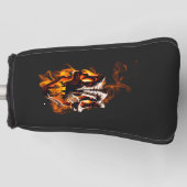 Retro Dinosaur Toter Brennschädel in Feuer Golf Headcover (Vorderseite)
