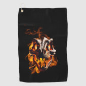 Retro Dinosaur Toter Brennschädel in Feuer Golfhandtuch (Vorderseite)