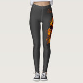 Retro Dinosaur Toter Brennschädel in Feuer Leggings (Vorderseite)