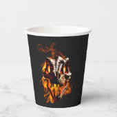 Retro Dinosaur Toter Brennschädel in Feuer Pappbecher (Vorderseite)