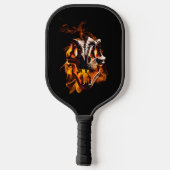 Retro Dinosaur Toter Brennschädel in Feuer Pickleball Schläger (Rückseite)