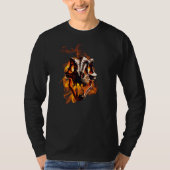Retro Dinosaur Toter Brennschädel in Feuer T-Shirt (Vorderseite)