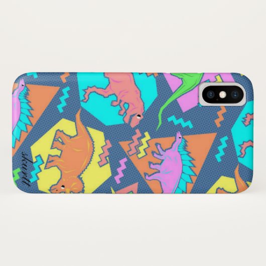 Retro Dinosaurier 90s iPhone Fall Case-Mate iPhone Hülle (Rückseite (Horizontal))
