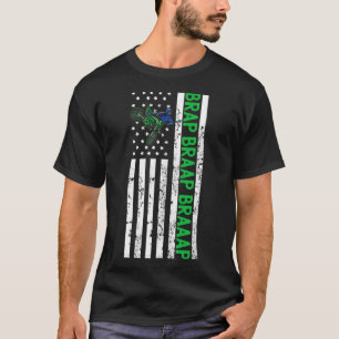 Retro Dirt Bike American Flag Graphic Vintag T-Shirt