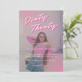 Retro Dirty 30 Foto 30. Geburtstag Party Einladung (Stehend Vorderseite)