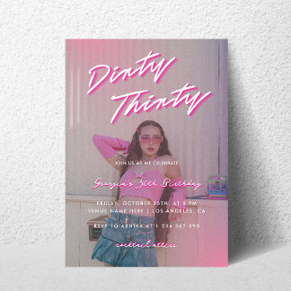 Retro Dirty 30 Foto 30. Geburtstag Party Einladung