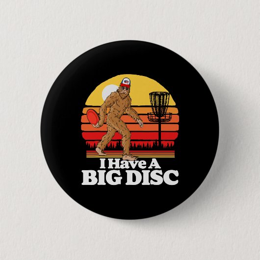 Retro Disc Golf Bigfoot Ich Habe Eine Große Scheib Button (Vorderseite)