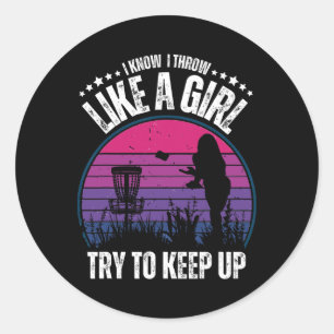 Retro-Disc-Golf-Design für Frauen Mädchen Disc Gol Runder Aufkleber