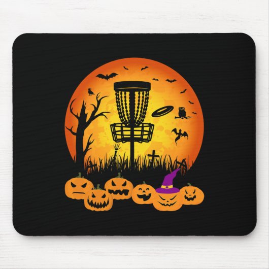 Retro Disc Golf Halloween Friedhof Gruseliger Disc Mousepad (Vorne)