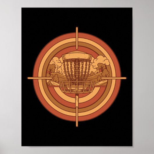 Retro-Disc-Golf-Korbbasketziel Flying Disc Golfing Poster (Vorne)